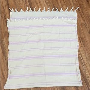 EUC Cream and Lilac Striped Turkish Towel